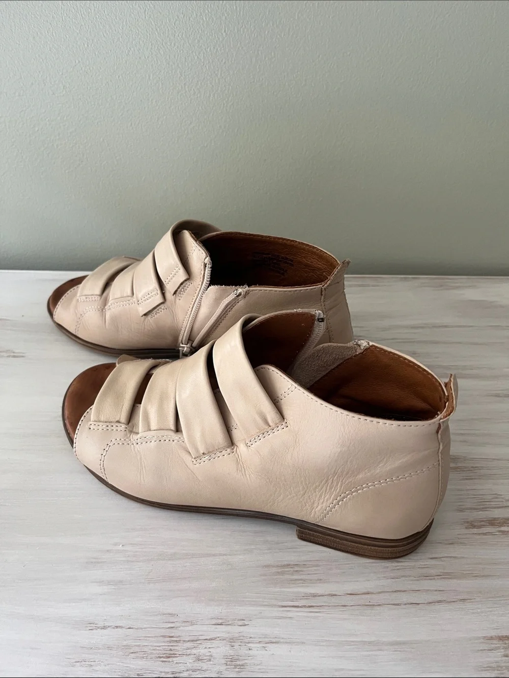 Miz Mooz Beige Leather  Sandal Booties